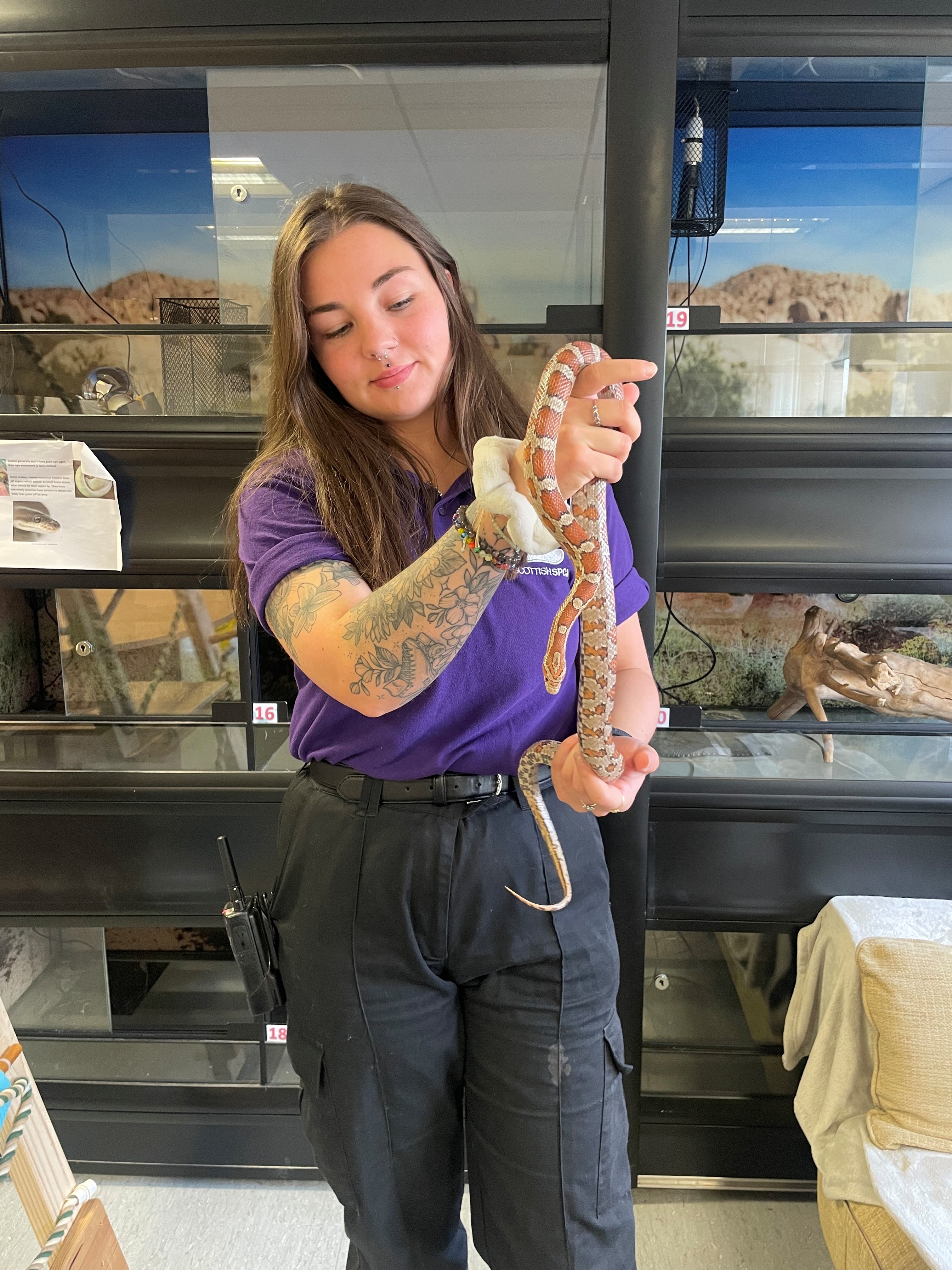 Woman holding a snake